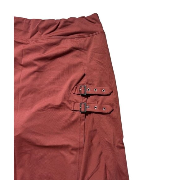 Halara High Waisted Decorative Buckle Split 2-in-1 Maxi Casual Skirt Sz XS Red - Picture 4 of 13